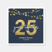 Serviette En Papier Blue Elegant Lights 25e anniversaire Mariage (Devant)