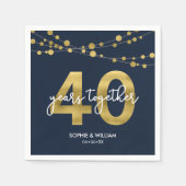 Serviette En Papier Blue Elegant Lights 40e anniversaire de Mariage (Devant)