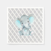 Serviette En Papier Blue Elephant Baby shower Garçon Napkin (Devant)
