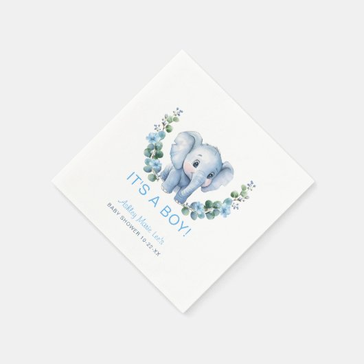 Serviette En Papier Blue Elephant C’est un Baby shower garçon Napkins  (Coin)