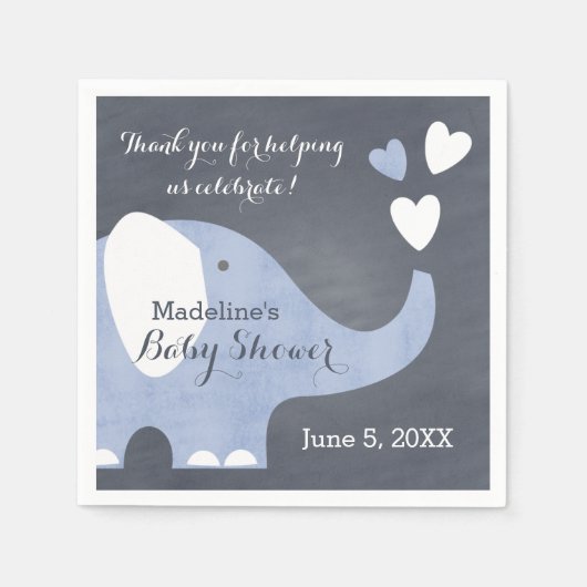 Serviette En Papier Blue Elephant Heart (Devant)