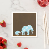 Serviette En Papier Blue Elephants Brown tendance Baby shower moderne (En situation)