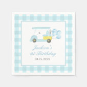Serviette En Papier Blue En vichy Golf Boy 1er anniversaire (Devant)