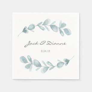 Serviette En Papier Blue Eucalyptus Mariage personnalisé Napkin
