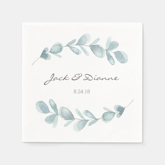 Serviette En Papier Blue Eucalyptus Mariage personnalisé Napkin (Devant)