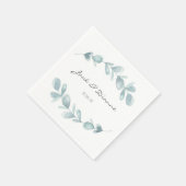 Serviette En Papier Blue Eucalyptus Mariage personnalisé Napkin (Coin)