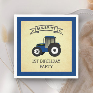 Serviette En Papier Blue Farm Tractor Anniversaire de enfant Party