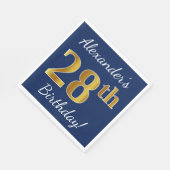 Serviette En Papier Blue, Faux Gold 28e anniversaire + Nom personnalis (Coin)