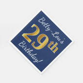 Serviette En Papier Blue, Faux Gold 29e anniversaire + Nom personnalis (Coin)