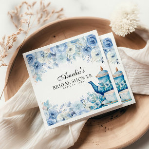 Serviette En Papier Blue Floral après-midi Tea Party Douche