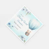 Serviette En Papier Blue Floral Boho Teddy Bear garçon baby shower (Coin)