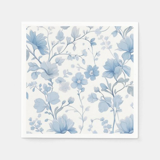 Serviette En Papier Blue Floral Elegant Whimsical Garden Party (Devant)