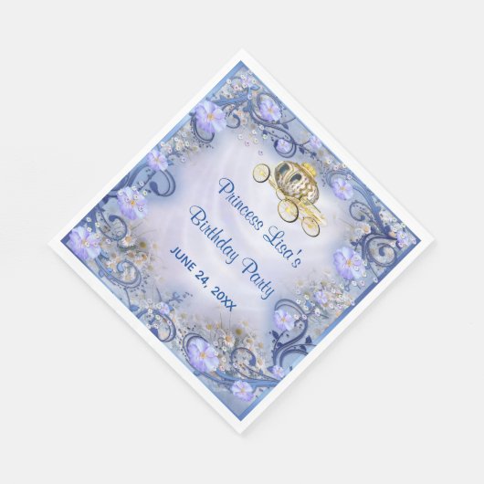 Serviette En Papier Blue Floral Princesse enchantée Anniversaire (Coin)