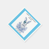 Serviette En Papier Blue Floral Rabbit 1er anniversaire pour les enfan (Coin)