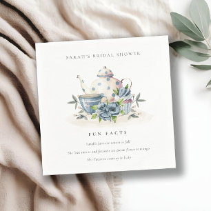 Serviette En Papier Blue Floral Teapot Tea Fun Faits Fête des mariées