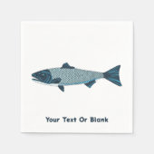 Serviette En Papier Blue Folk Art Trout/Saumon (Devant)