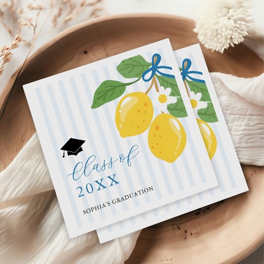 Serviette En Papier Blue Freshly Lemon Citrus Graduation Party