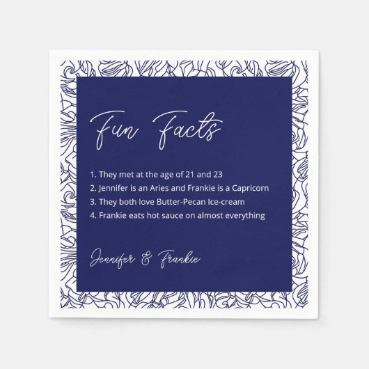 Serviette En Papier Blue Fun Facts Cocktail Napkins (Devant)