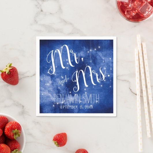 Serviette En Papier Blue Galaxy Celestial Stars Night Sky Mariage (En situation)