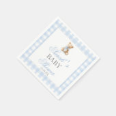 Serviette En Papier Blue Gingham Bear Baby Shower (Coin)
