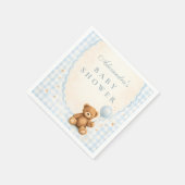 Serviette En Papier Blue Gingham Teddy Bear Baby Shower (Coin)