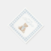 Serviette En Papier Blue Gingham Teddy Bear Baby Shower (Coin)