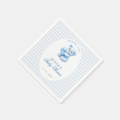 Serviette En Papier Blue Gingham Teddy Bear Neutral Baby Shower (Coin)