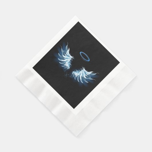 Serviette En Papier Blue Glowing Angel Wings on black background (Coin)