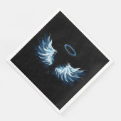 Serviette En Papier Blue Glowing Angel Wings on black background (Coin)