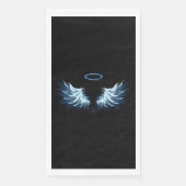 Serviette En Papier Blue Glowing Angel Wings on black background (Devant)