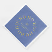 Serviette En Papier Blue Gold Christmas Ho Ho Ho ID1009 (Coin)