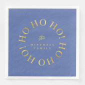 Serviette En Papier Blue Gold Christmas Ho Ho Ho ID1009 (Devant)