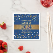 Serviette En Papier Blue Gold Class of 2024 Custom Graduation Party (En situation)