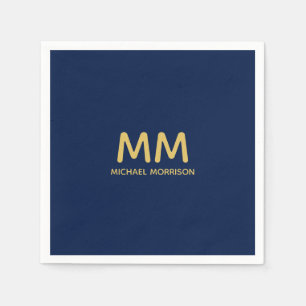 Serviette En Papier Blue Gold Colours Professionnel Lettres initiales 