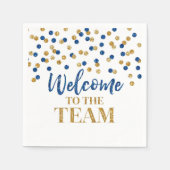 Serviette En Papier Blue Gold Confetti Bienvenue à l'équipe Napkins (Devant)