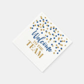Serviette En Papier Blue Gold Confetti Bienvenue à l'équipe Napkins (Coin)
