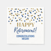Serviette En Papier Blue Gold Confetti joyeuse retraite (Devant)