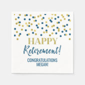 Serviette En Papier Blue Gold Confetti joyeuse retraite (Devant)