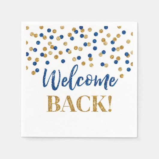 Serviette En Papier Blue Gold Confetti Welcome Back Naples (Devant)