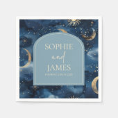 Serviette En Papier Blue Gold Elegant Celestial Starry Sky Wedding (Devant)