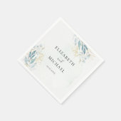 Serviette En Papier Blue Gold ( Imitat) Watercolour Wedding Collection (Coin)