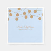 Serviette En Papier Blue & Gold Modern String Lights Baby shower Party (Devant)