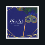 Serviette En Papier Blue & Gold Peacock Masquerade Custom Party<br><div class="desc">Peacock bleu & or Masquerade Personnalisé Serviettes de fête. Customisez avec tout texte.</div>