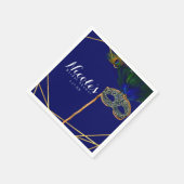 Serviette En Papier Blue & Gold Peacock Masquerade Custom Party (Coin)