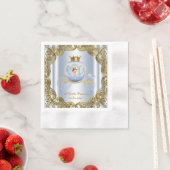 Serviette En Papier Blue Gold Prince Carriage Baby shower (En situation)