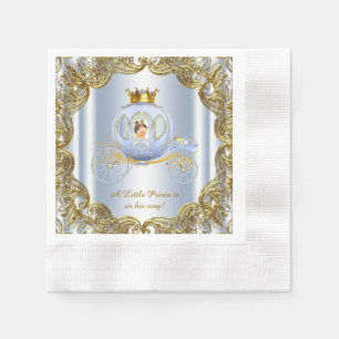 Serviette En Papier Blue Gold Prince Carriage Baby shower