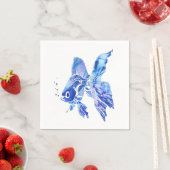 Serviette En Papier Blue Goldfish Pet Aquarium ou étang Fish blue wave (En situation)