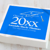 Serviette En Papier Blue Graduation Script Name Class Year Design 