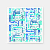 Serviette En Papier Blue Green Multilingue Merci Typographie Collage (Devant)