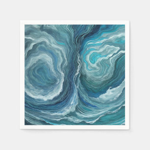 Serviette En Papier Blue Green Serenity Abstrait
